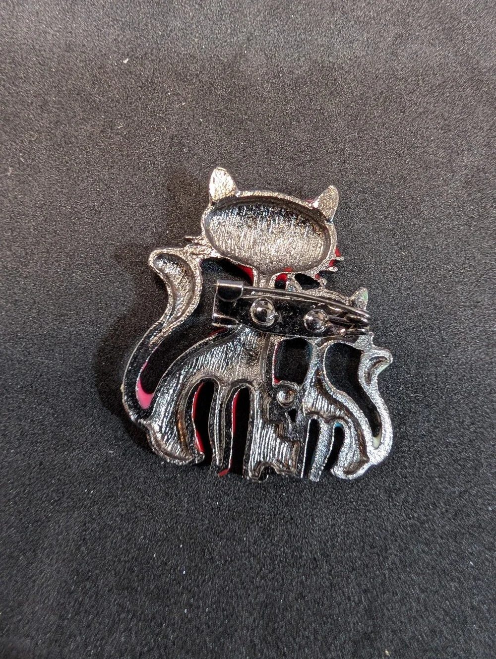 Cat Enamel Pin Retro 80's Style C Clasp Brooch